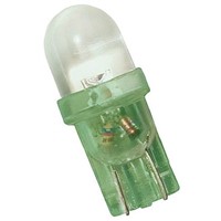 LED Reflector Bulb, Wedge, Green, 9 mm Lamp, 10mm dia., 12 V dc