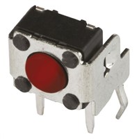 Red Button Tactile Switch, SPST-NO 50 mA @ 12 V dc 1.3mm
