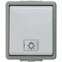 Grey 10 A Surface Mount Key Operated Light Switch Dark Grey, 2 Way Clip In Gloss, 1 Gang VDE, 250 V 75mm Neon IP44 2 1