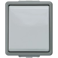 Grey 10 A Surface Mount Rocker Light Switch Dark Grey Clip In Gloss, 1 Gang VDE, 250 V 75mm Not Illuminated IP44 2 2