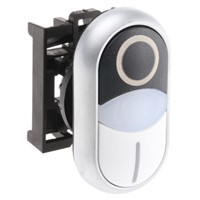 Eaton Oval Illuminated Black/White Push Button Head - Momentary, M22 Series, 22mm Cutout