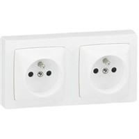 Legrand White 2 Gang Plug Socket, 16A, Type E - French