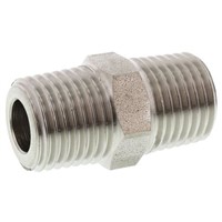 Legris Stainless Steel Hexagon Straight Coupler 1/4in R(T) Male x 1/4in R(T) Male