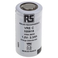 Saft NiCd Rechargeable C Batteries, 2.55Ah