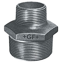 Georg Fischer Malleable Iron Fitting Reducer Hexagon Nipple, 3/4 in BSPT Male (Connection 1), 1/2 in BSPT Male