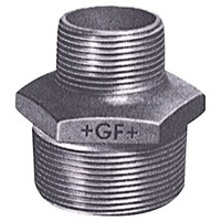 Georg Fischer Malleable Iron Fitting Reducer Hexagon Nipple, 3/8 in BSPT Male (Connection 1), 1/4 in BSPT Male