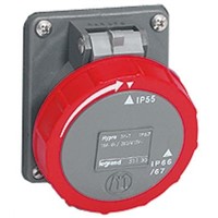 Legrand 16A Red Plastic Industrial Socket, IP44