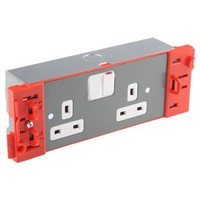 MK Electric Grey Floor Box Switch Socket, 2 Compartments