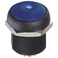 APEM Single Pole Single Throw (SPST) Momentary Blue LED Push Button Switch, IP67, 16mm, Panel Mount, 250V ac