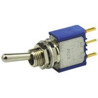 Toggle switch,SP,on-off-on,Brass/Au cnt