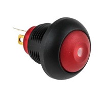 KNITTER-SWITCH Single Pole Single Throw (SPST) Momentary Red LED Miniature Push Button Switch, IP67, 12.9 (Dia.)mm,