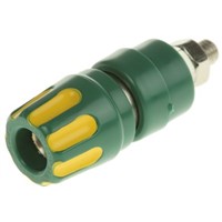 Hirschmann Test &amp;amp; Measurement 35A, Green, Yellow 27 mm Test Terminal With Brass Contacts and Nickel Plated - 8mm Hole
