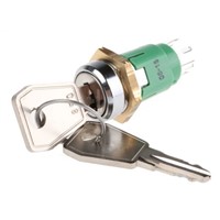 Key Switch, Double Pole Double Throw (DPDT), 1 A @ 24 V dc 2-Way, -20  +65C