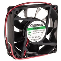 Sunon, 12 V dc, DC Axial Fan, 70 x 70 x 20mm, 49.3m3/h, 1.56W