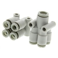 Pneumatic Double Y Tube-to-Tube Adapter, Connection A 4mm, B 4mm, C 4mm, D 4mm 6mm