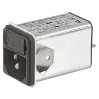 Schurter,2A,125 V ac, 250 V ac Male Snap-In Filtered IEC Connector 4301.6002,Quick Connect 1, 2 Fuse