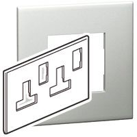 Legrand Pearl Aluminium 2 Gang Cover Plate BS, Socket Cover Plate
