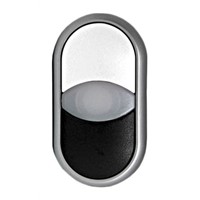 Eaton Oval Illuminated Black, White Push Button Head - Momentary, M22 Series, 22.5mm Cutout