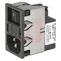 Schurter,4A,125 V ac, 250 V ac Male Snap-In Filtered IEC Connector 2 Pole KMF1.1241.11,Quick Connect 1 Fuse