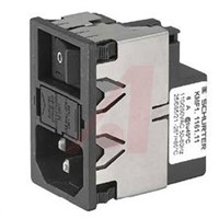 Schurter,2A,125 V ac, 250 V ac Male Snap-In Filtered IEC Connector 2 Pole KMF1.1123.11,Quick Connect 1 Fuse