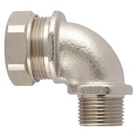 Flexicon 90 Elbow Cable Conduit Fitting, Brass Nickel Plated 25mm nominal size IP65 M25