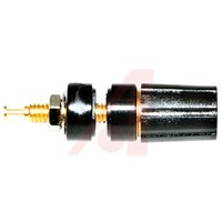 Mueller Electric 15A, Black Binding Post With Brass Contacts and Gold Plated - 9.53mm Hole Diameter