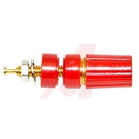 Mueller Electric 15A, Red Binding Post With Brass Contacts and Gold Plated - 9.53mm Hole Diameter