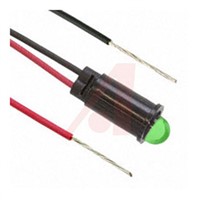 Dialight Green Panel LED, Lead Wires Termination, 3.5 V dc, 6.4mm Mounting Hole Size