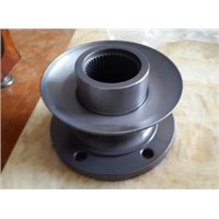 Rear axle active bevel gear flange assembly