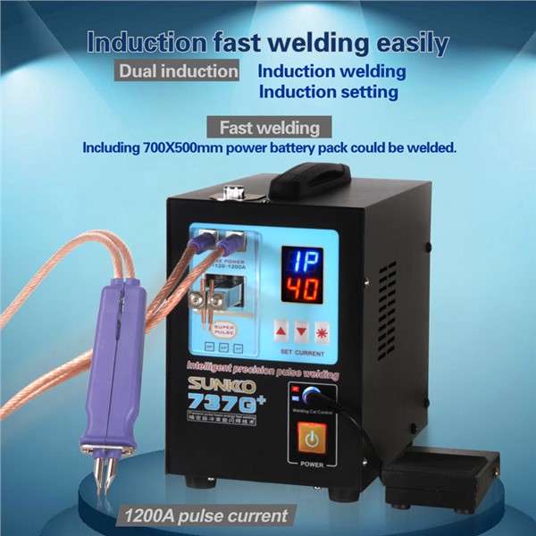 SUNKKO 737G + 18650 Battery Welding Machine 110 / 220V with Spot Welding Pen Testing and Charging Function