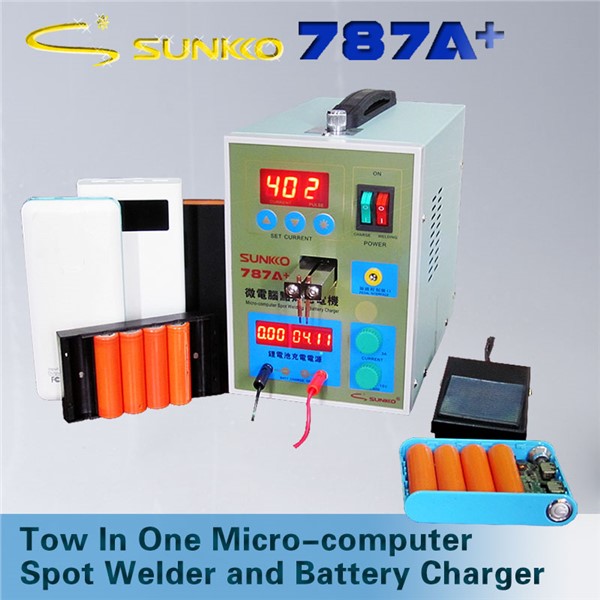 SUNKKO 787A + Spot Welding + Wire-controlled Foot Pedal Switch Spot Welding + Single-cell Battery Charging, Testing 18650 Battery