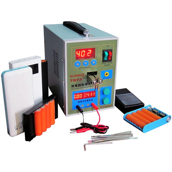 SUNKKO 787A + Spot Welding + Wire-controlled Foot Pedal Switch Spot Welding + Single-cell Battery Charging, Testing 18650 Battery