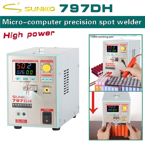 SUNKKO S797DH 220V Spot Welding Machine With Handheld 70B Spot Welding Pen Precision Pulse Spot Welder