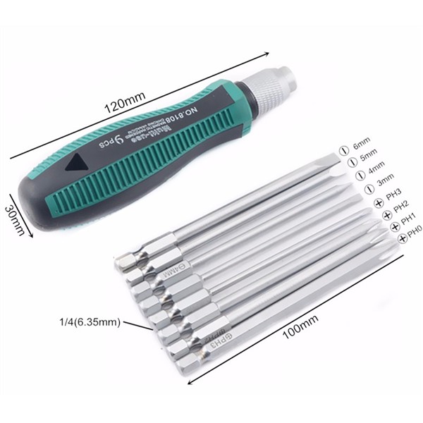 8108 6150 in bags 9-Piece Screwdriver Set Phillips Bits Set Head Tips Screwdriver For Fastening Chiselling & Loosening