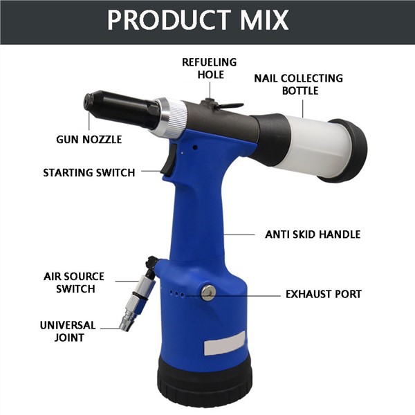 KOPO KP-708X Pneumatic Rivet Nut Gun Pneumatic Nut Riveting Tool Kit Industrial Grade Self-priming Rivet