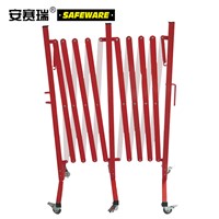 SAFEWARE, Long Movable Adjustable Guardrail Height 95cm Length Range 0.44-5m Steel Material Red/White with Roller, 11697