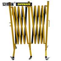 SAFEWARE, Steel Movable Adjustable Guardrail Height 95cm Length Range 0.44-5m Steel Material Yellow/Black with Roller, 11698