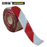 SAFEWARE, Heavy Duty Marking Tape (Red/White) 10cm30m 1mm Thick PVC Material, 11758