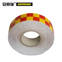 SAFEWARE, Lattice Reflective Warning Tape (Red and Yellow Square) 5cm50m Lattice Reflective Material, 14368