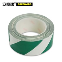 SAFEWARE, Wear-resistant Marking Tape (Green/White) 5cm22m PET Material, 15625
