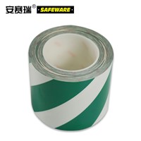 SAFEWARE, Wear-resistant Marking Tape (Green/White) 10cm22m PET Material, 15643