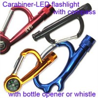 Carabiner LED Flashlight  With Compass or bottle o