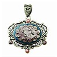 Handmade sterling silver pendant with enamel