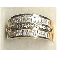 Silver Ring With CZ (Signity) - Gold Plate