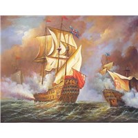 oil painting-warship