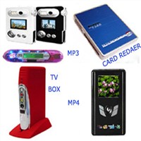 mp3,mp4,card reader,tv box,tv card