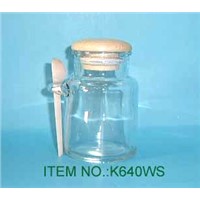 Glass storage jars with wooden spoon(K640WS)