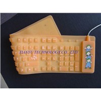 109key Waterproof Portable Rollable Flexible Foldable Keyboard BRK8000 Orange Color