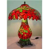Tiffany Red Leaves Mother-Son Table Lamp