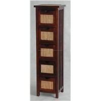 Wooden and Rattan Cabinet